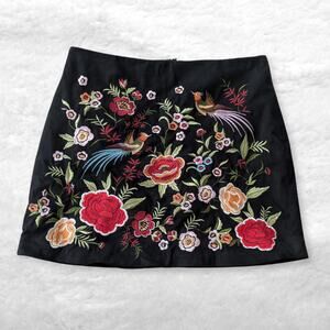 forever 21 embroidered boho mini skirt